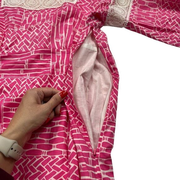 Lilly Pulitzer Chapman Tisket Tasket Tunic Dress Bamboo Print Pink Size Large - Picture 9 of 10